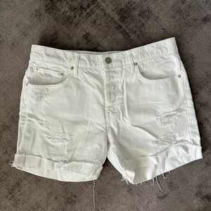 MOTHER denim white distressed shorts - 27